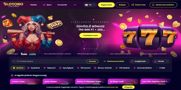 Slotoro Casino uvodna stranka  na mobile
