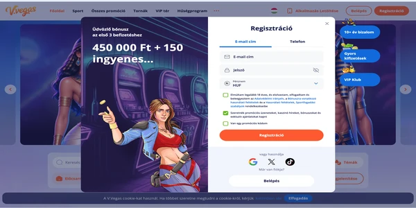 V.Vegas Casino registracia  na mobile